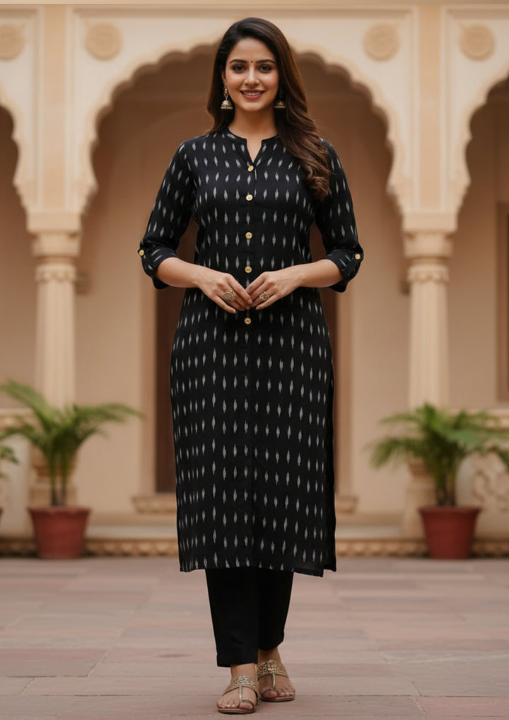 Sambalpuri Women's Kurti - Corporate Design Kurti with Buttons