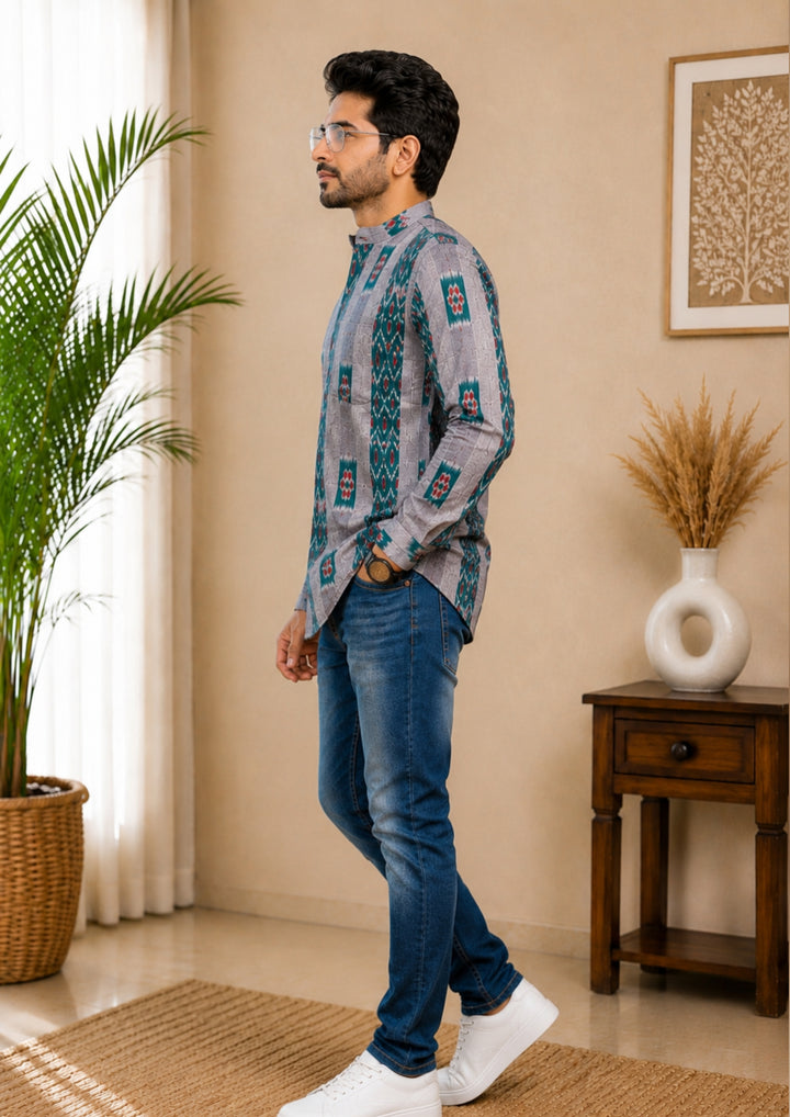 Men's Short Kurta – Slate Heritage Short Kurta