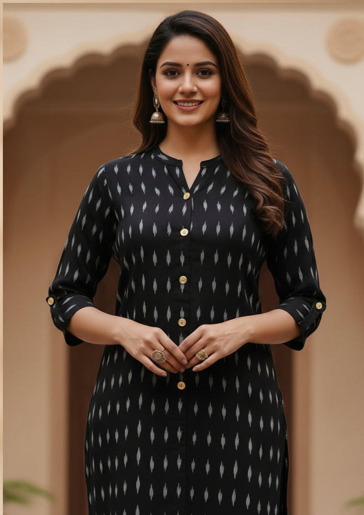 Sambalpuri Women's Kurti - Corporate Design Kurti with Buttons