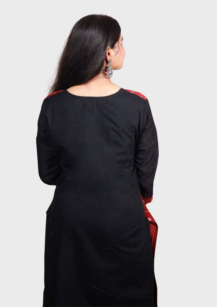Sambalpuri Women's Kurti -   in Black and Maroon