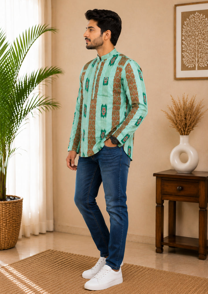 Men's Short Kurta – Mintara Ikat Short Kurta