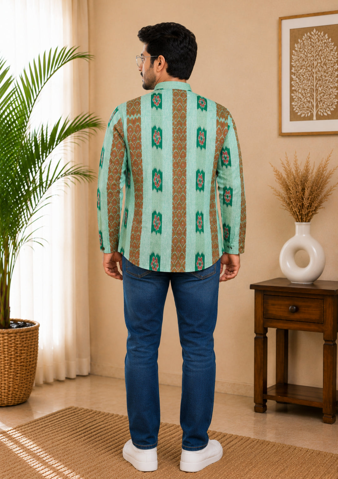 Men's Short Kurta – Mintara Ikat Short Kurta