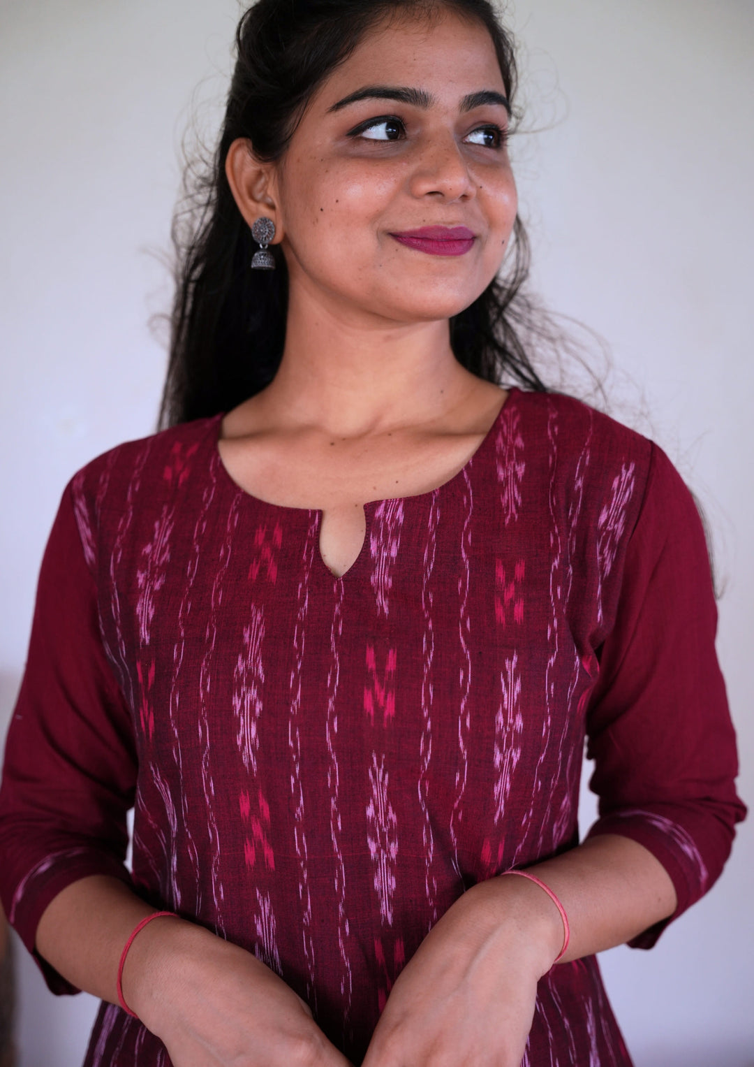 Sambalpuri Women's Kurti -  in Maroon