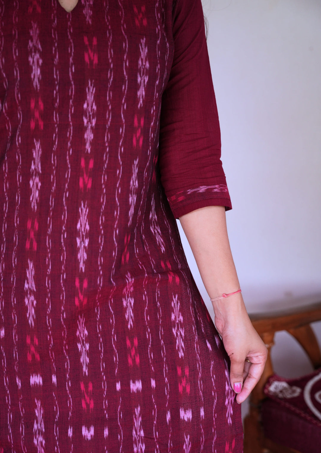 Sambalpuri Women's Kurti -  in Maroon