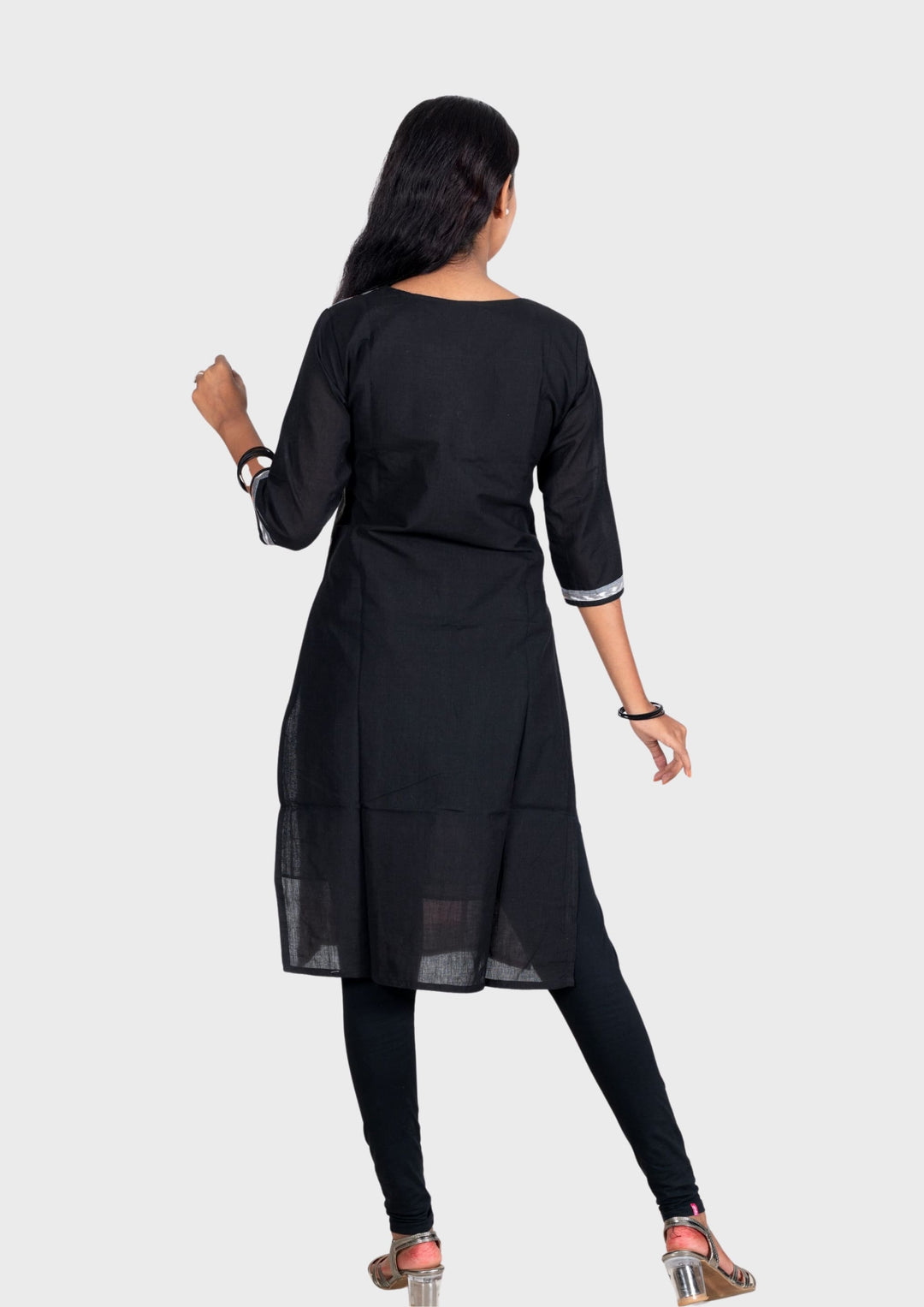 Sambalpuri Women's Kurti - Pure Cotton Black Sapta Design