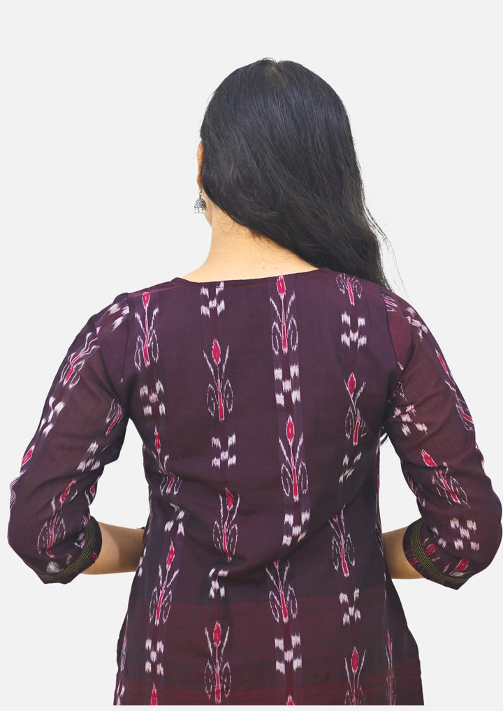Straight Kurti - Pasapalli Motif with Maroon Base