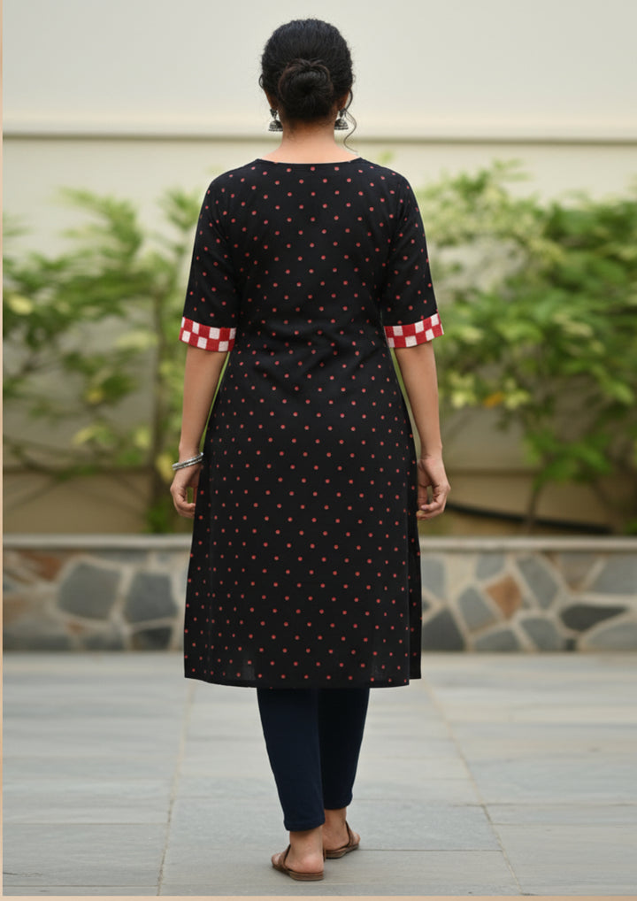 Sambalpuri Women's Kurti - with Full Sapta Black Butti