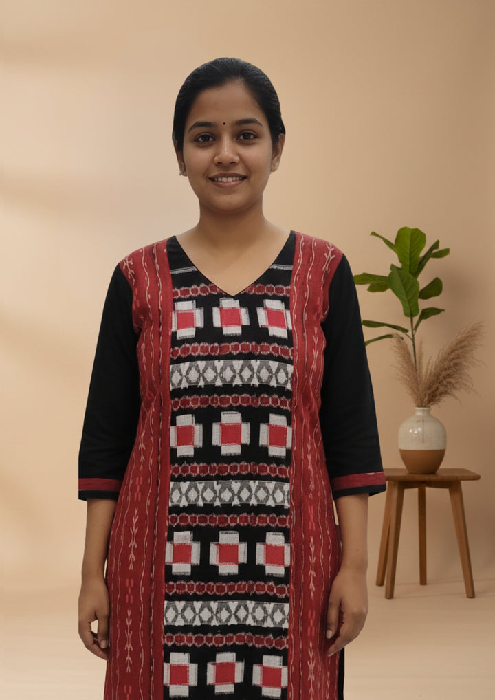Sambalpuri Women's Kurti -  Triple Sapta Design in Multicolour