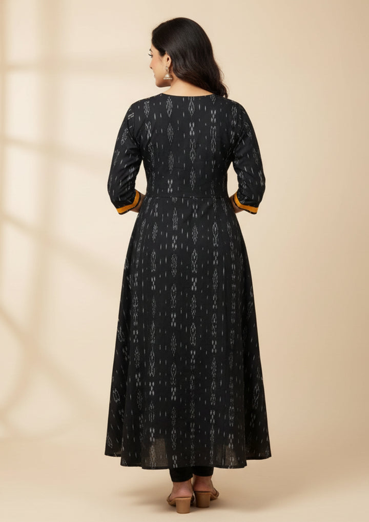 Sambalpuri Utkal Laxmi Heritage Gown – Yellow Red Pasapalli with Black & Marigold Edition