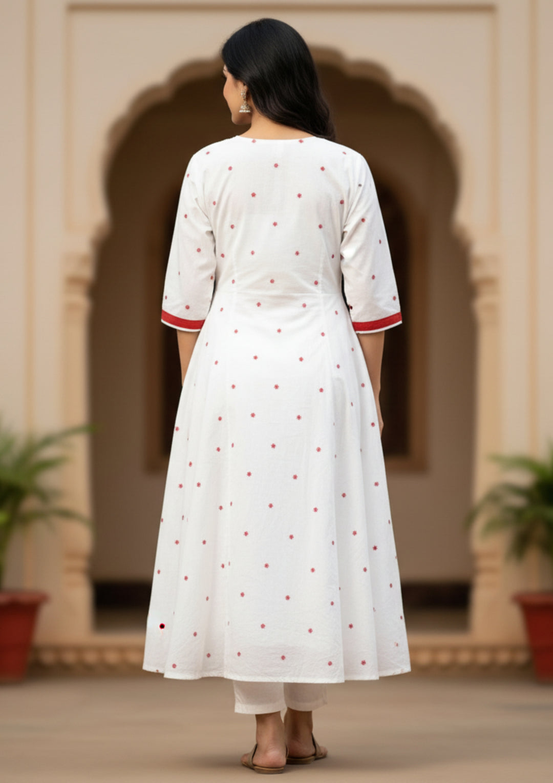 Sambalpuri Utkal Laxmi Heritage Gown – Green Red Flower with Milk White Edition