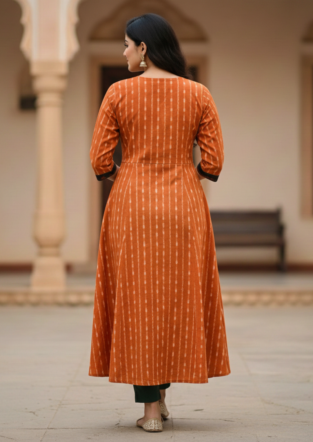 Sambalpuri Utkal Laxmi Heritage Gown – Orange Red Flower with Orange Butty Edition