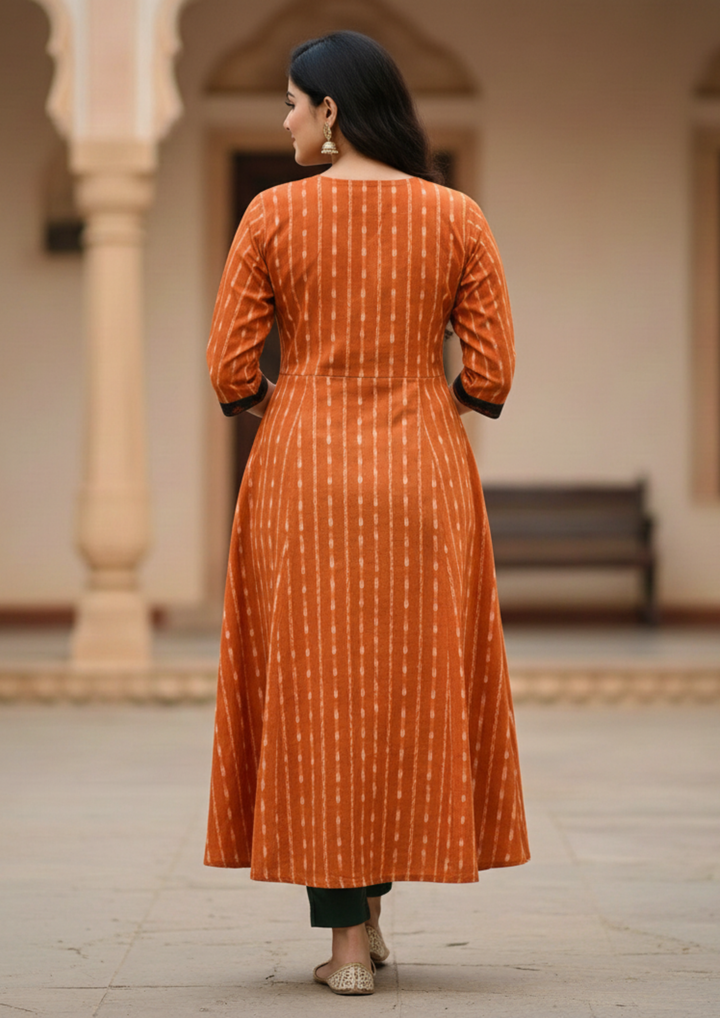 Sambalpuri Utkal Laxmi Heritage Gown – Orange Red Flower with Orange Butty Edition