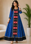 Sambalpuri Long Gown – Royal Blue & Black Ikat Designer Dress