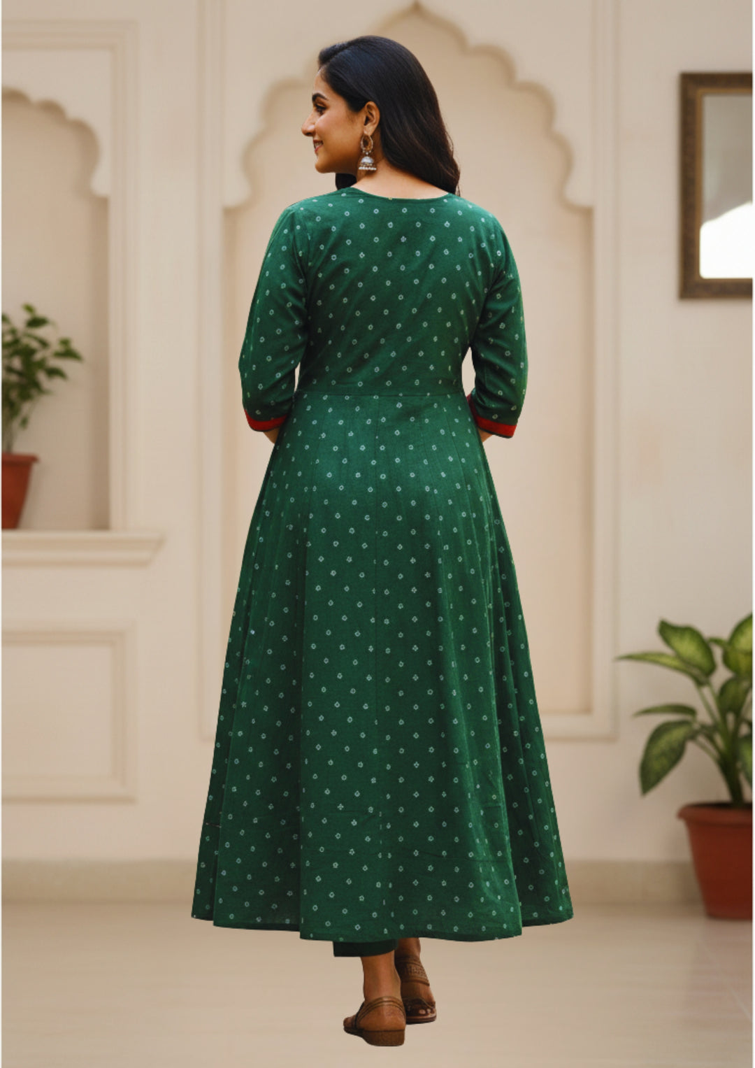 Sambalpuri Utkal Laxmi Heritage Gown – Green Red Flower with Green Butty Edition