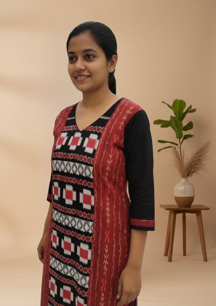 Sambalpuri Women's Kurti -  Triple Sapta Design in Multicolour