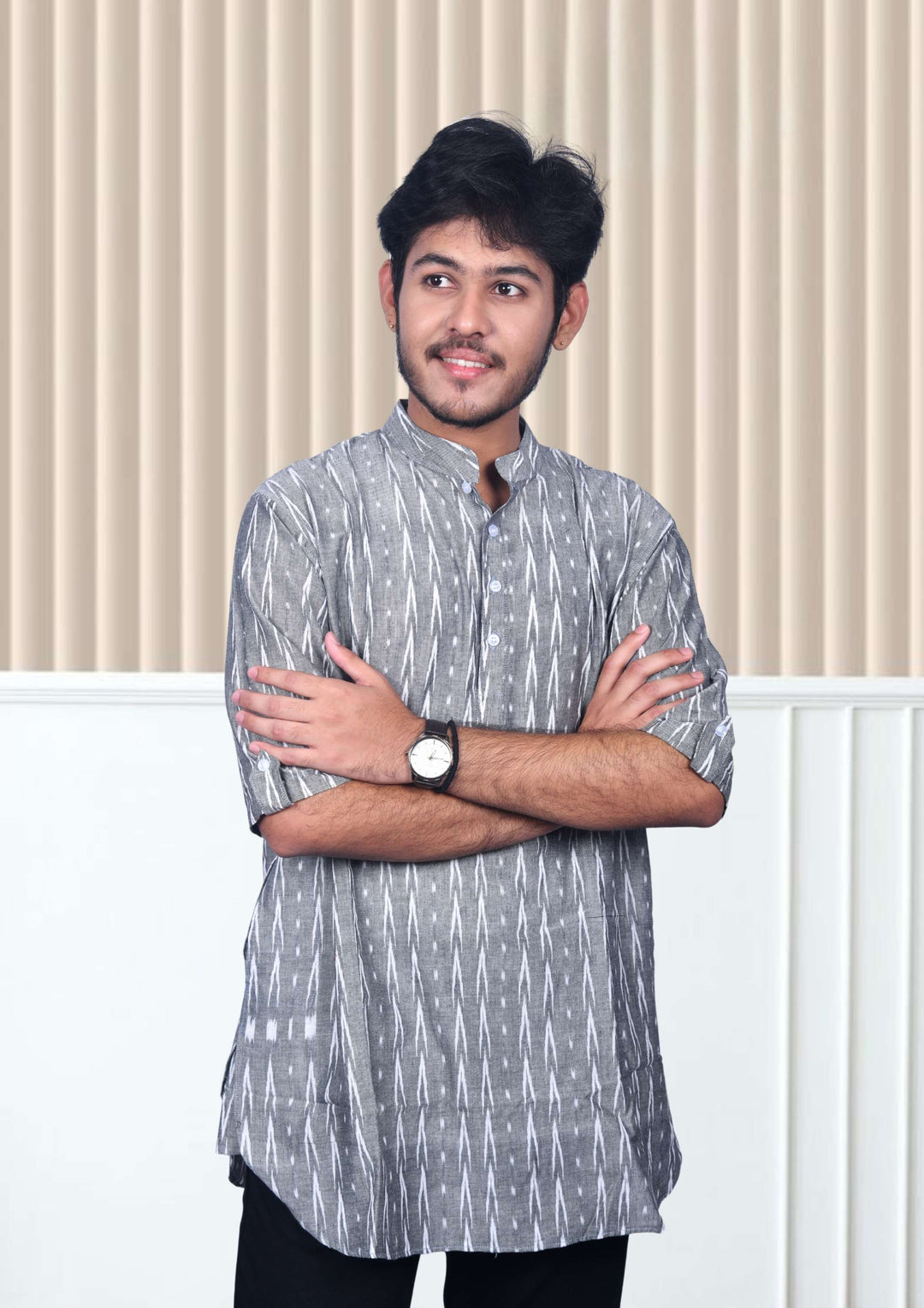 sambalpuri dress design men Handwoven Red and Green Sambalpuri Cotton Men's Shirt