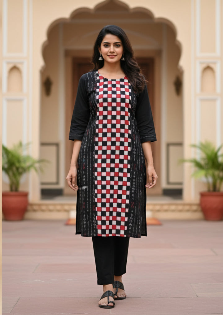 Sambalpuri Handloom Box-pattern Kurta in Multicolour