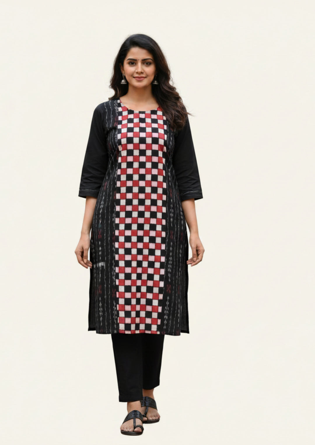 Sambalpuri Handloom Box-pattern Kurta in Multicolour
