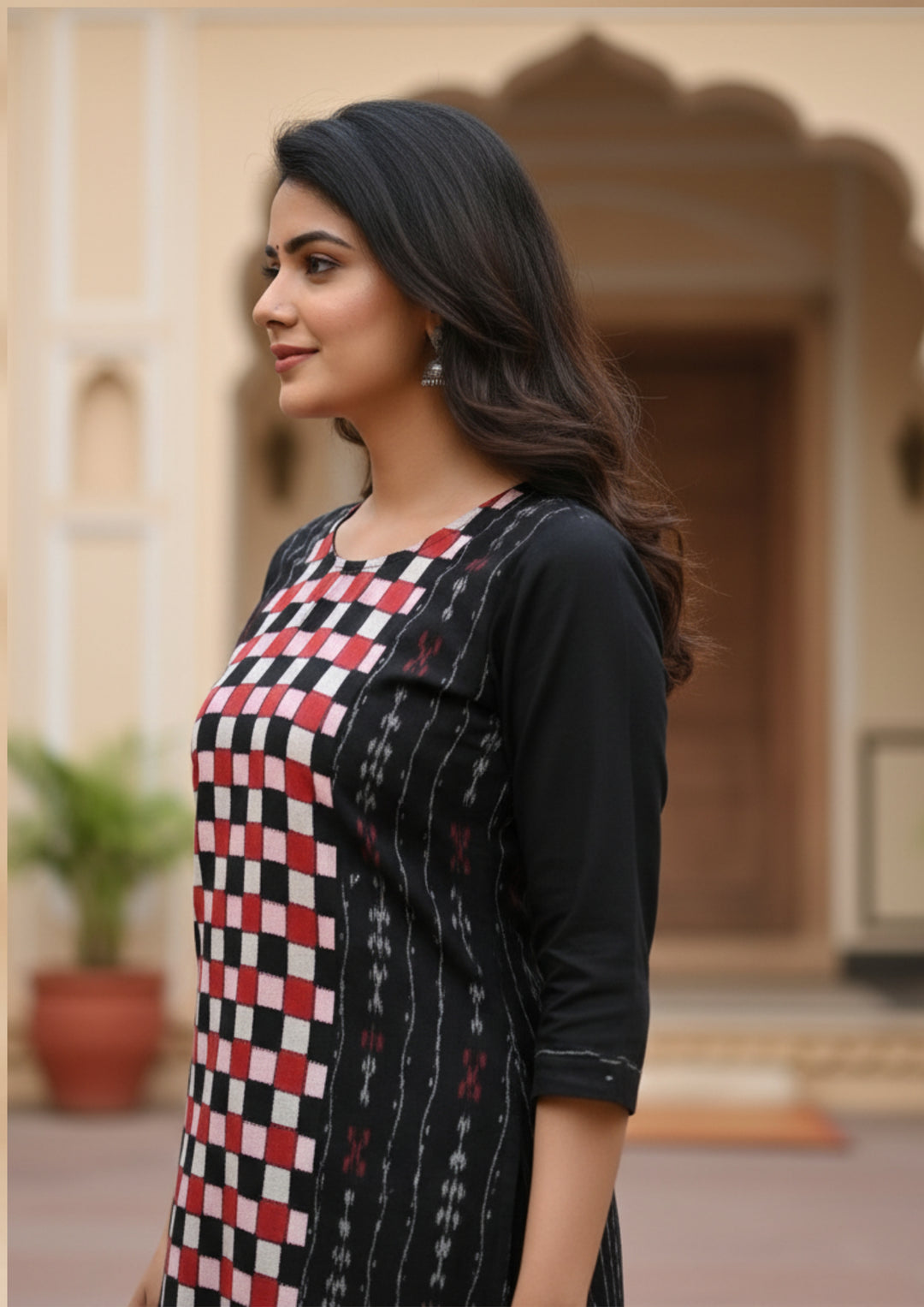 Sambalpuri Handloom Box-pattern Kurta in Multicolour