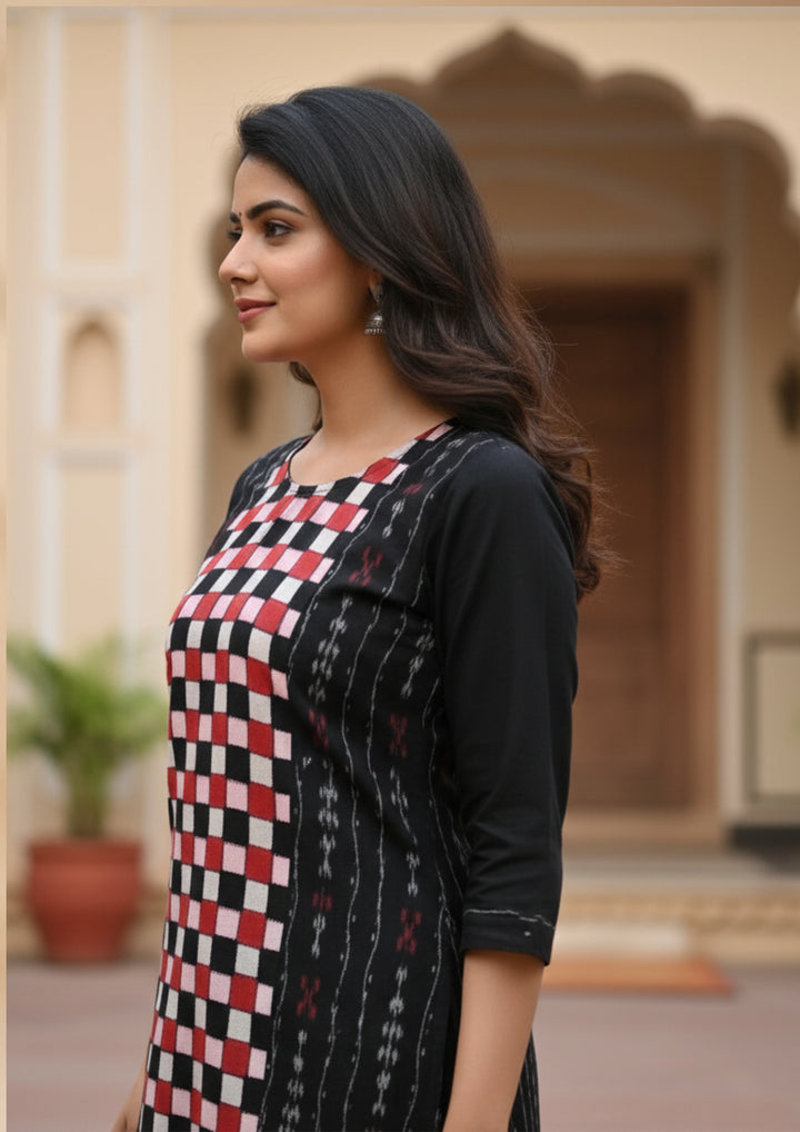Sambalpuri Handloom Box-pattern Kurta in Multicolour