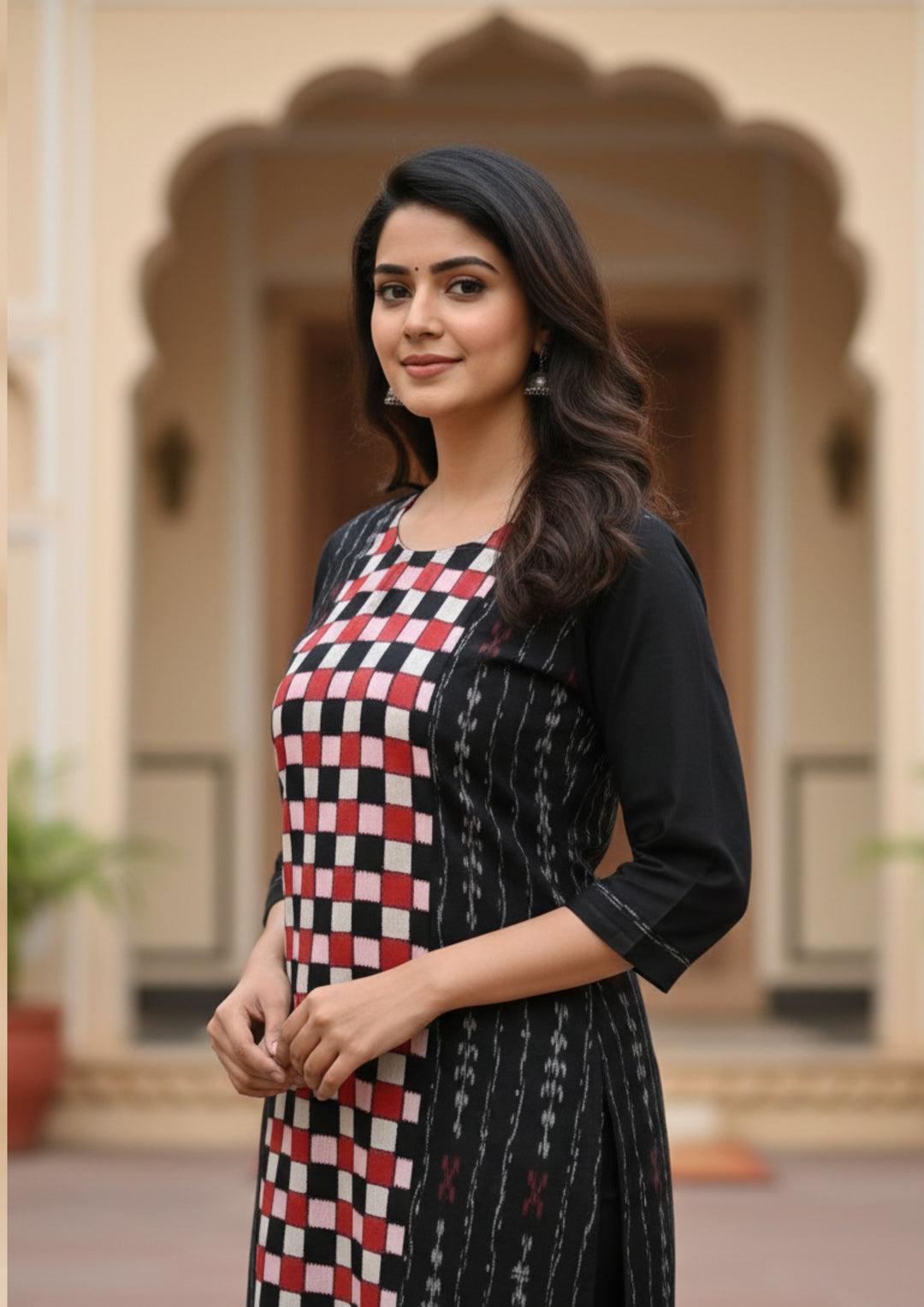 Sambalpuri Handloom Box-pattern Kurta in Multicolour