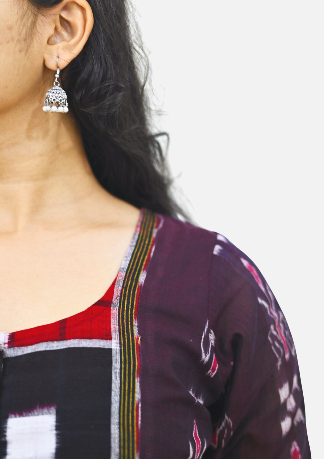 Straight Kurti - Pasapalli Motif with Maroon Base