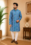 Sambalpuri Men's Long Kurta - Classic Blue Heritage Kurta