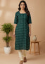 Sambalpuri Women's Kurti - Forest Green Classic Design Ikkat Kurti