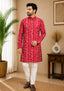 Sambalpuri Men's Long Kurta - Crimson Red Kurta