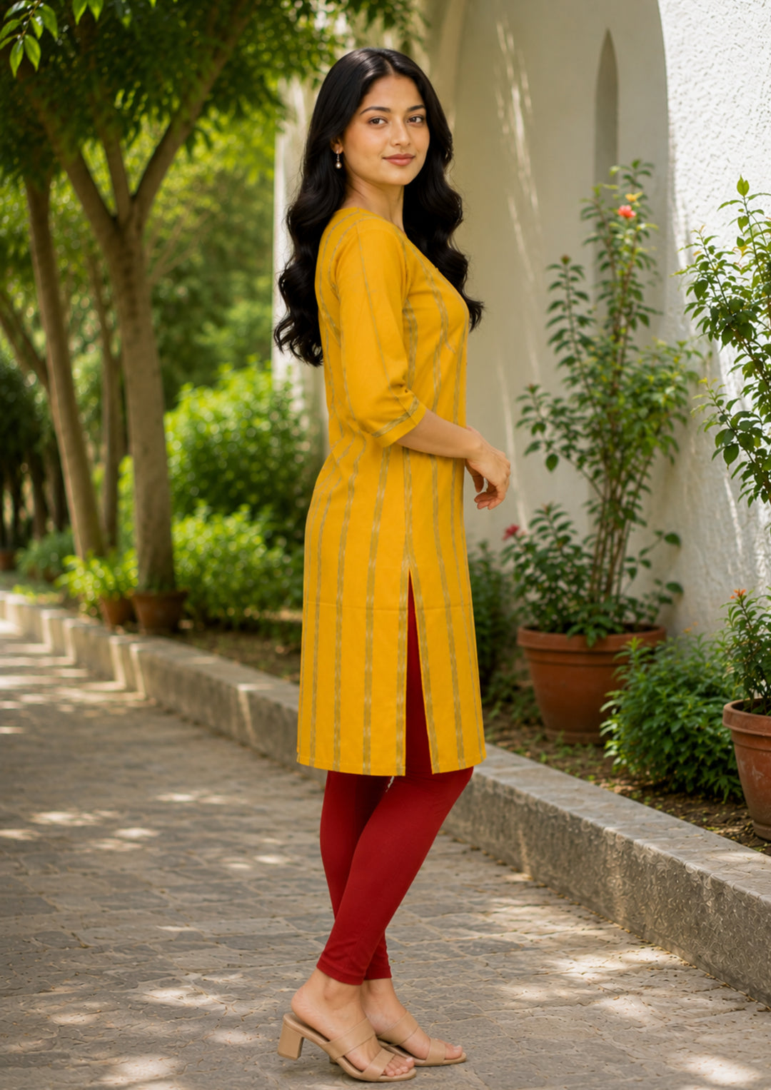 Sambalpuri Women's Kurti - Sunflower Glow Cotton Kurti