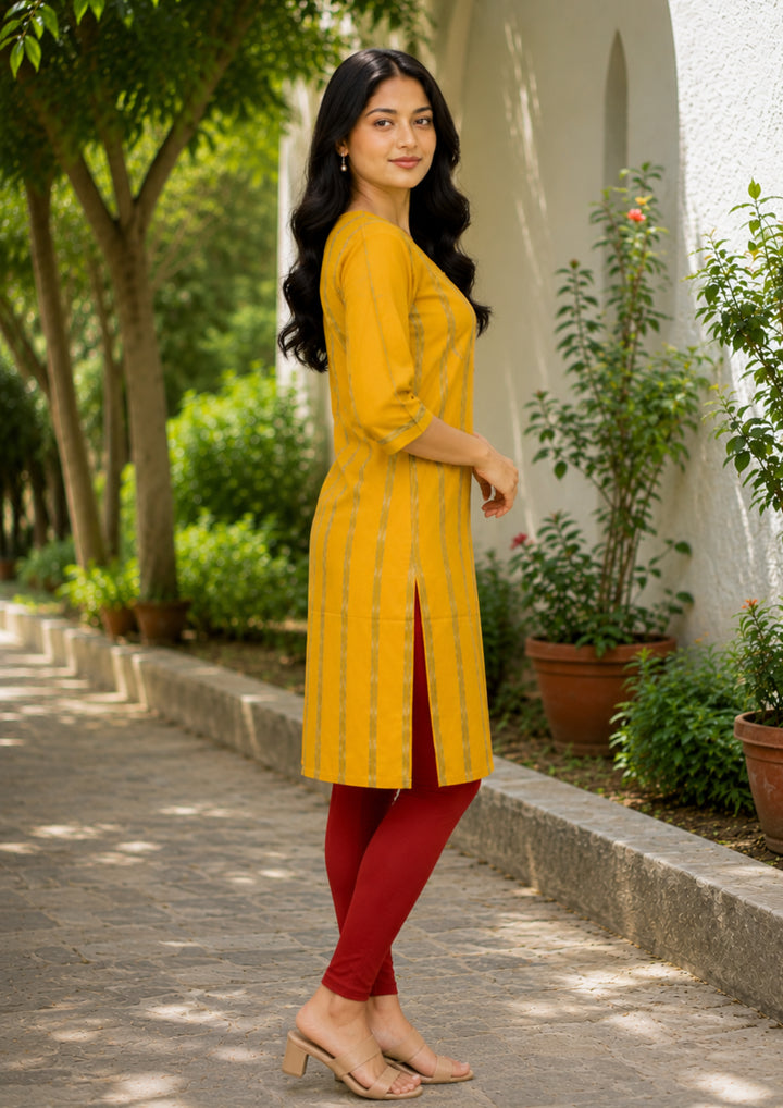 Sambalpuri Women's Kurti - Sunflower Glow Cotton Kurti