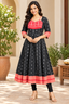 Women’s Black and Red Sambalpuri Ikat Anarkali Kurti with Traditional Red Border
