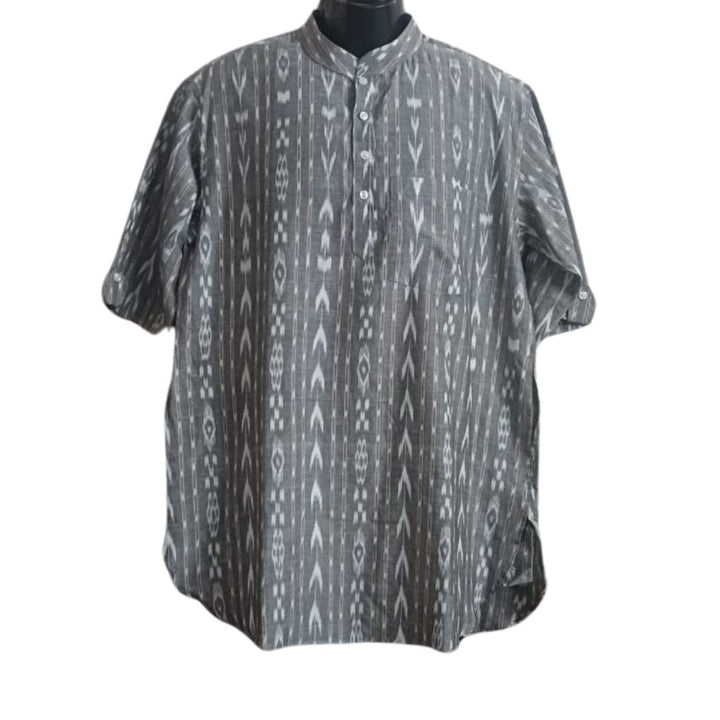 Sambalpuri Handloom Cotton Grey Short Kurta for Men
