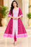 Women’s Magenta Sambalpuri Ikat-Inspired Anarkali Kurti with Pink Checked Panel