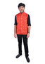 Hand-woven Sambalpuri Pure Cotton Men's Half Jacket in Red
