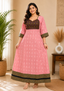 Sambalpuri Designer Flared Blush Pink Gown Sweetheart Neck with Black Tie Strap