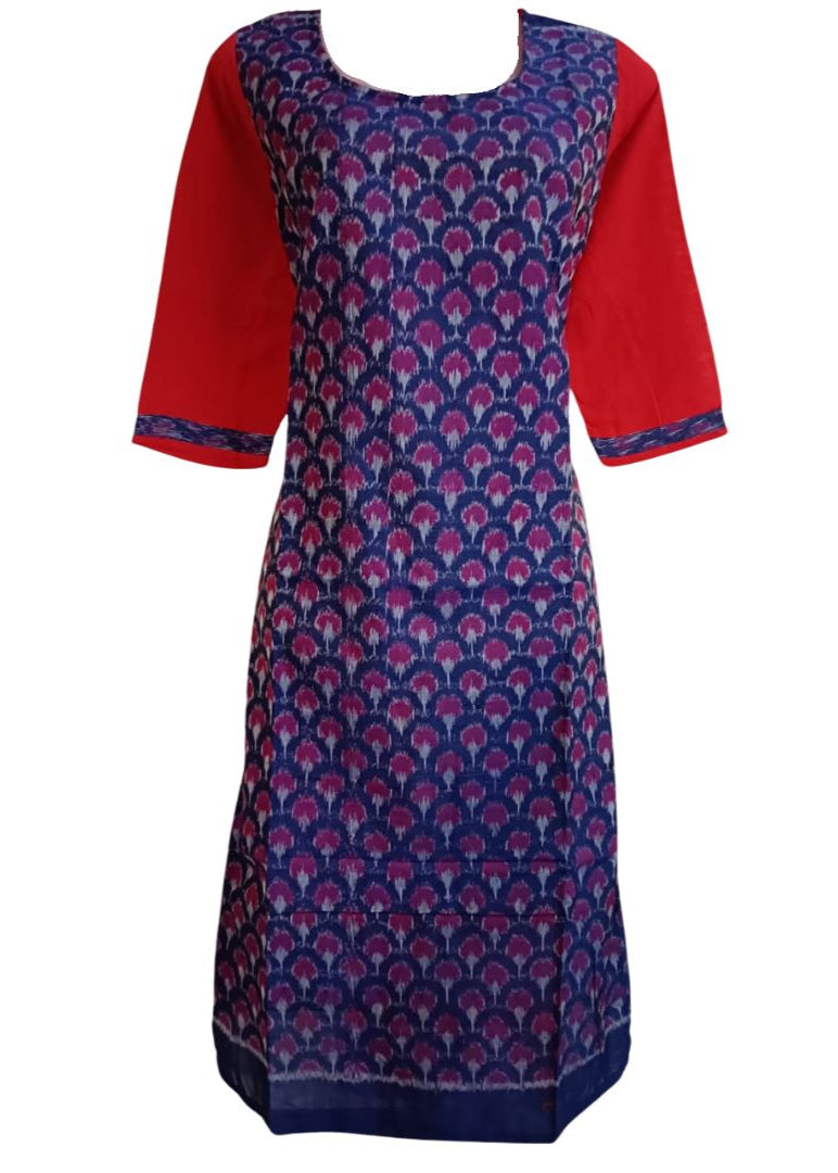 Sambalpuri Women's Kurti -  in Red & Violet