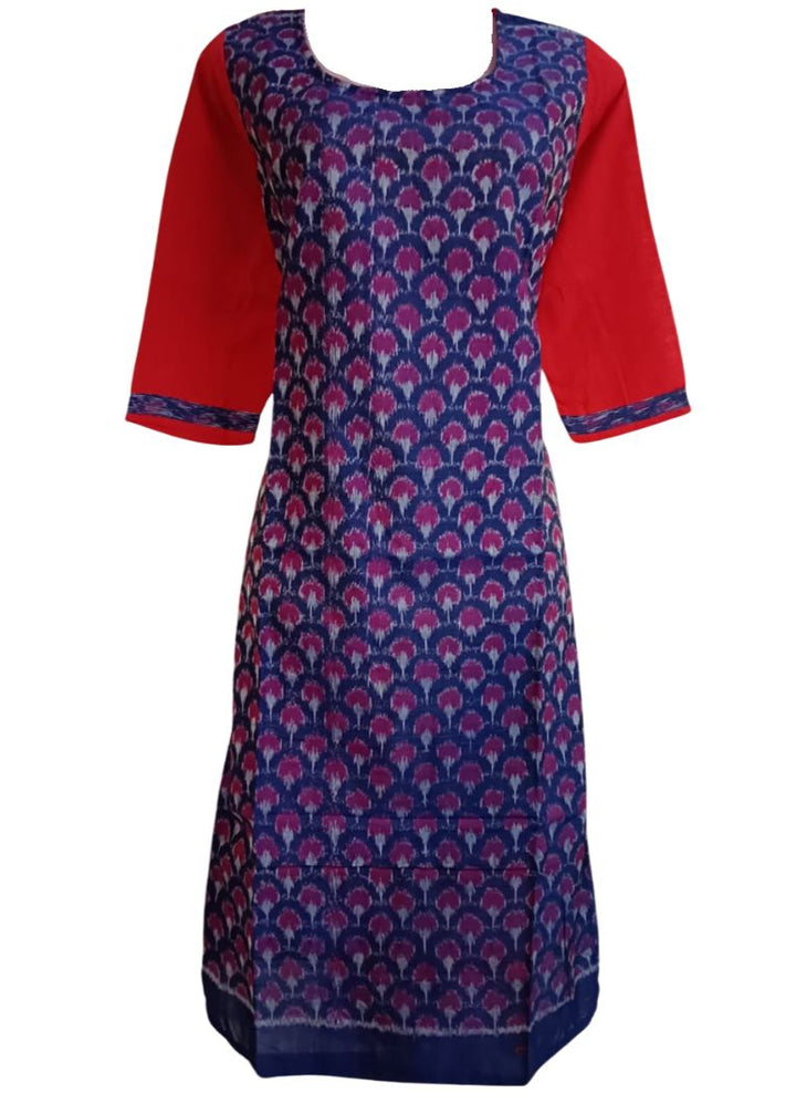 Sambalpuri Women's Kurti -  in Red & Violet