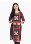 Sambalpuri Women's Kurti - Lace work Cotton Kurta in Dark Coffee