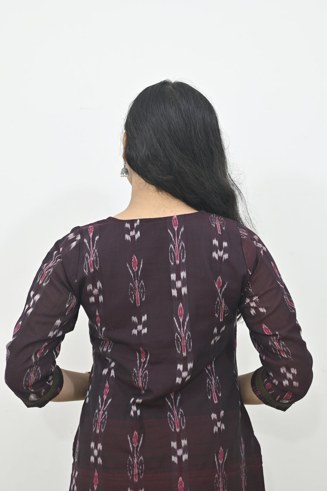 Straight Kurti - Pasapalli Motif with Maroon Base