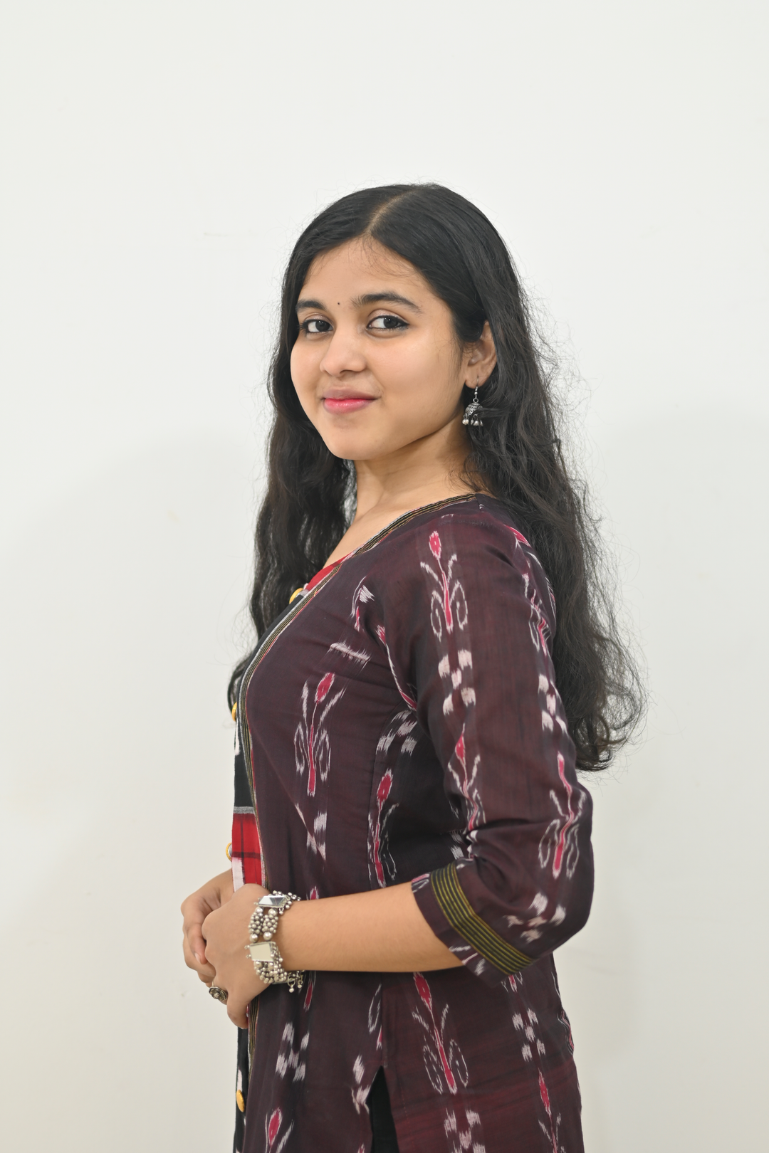 Straight Kurti - Pasapalli Motif with Maroon Base