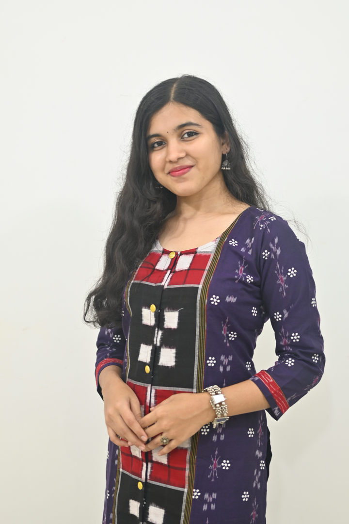 Straight Kurti - Pasapalli Motif with Blue Base