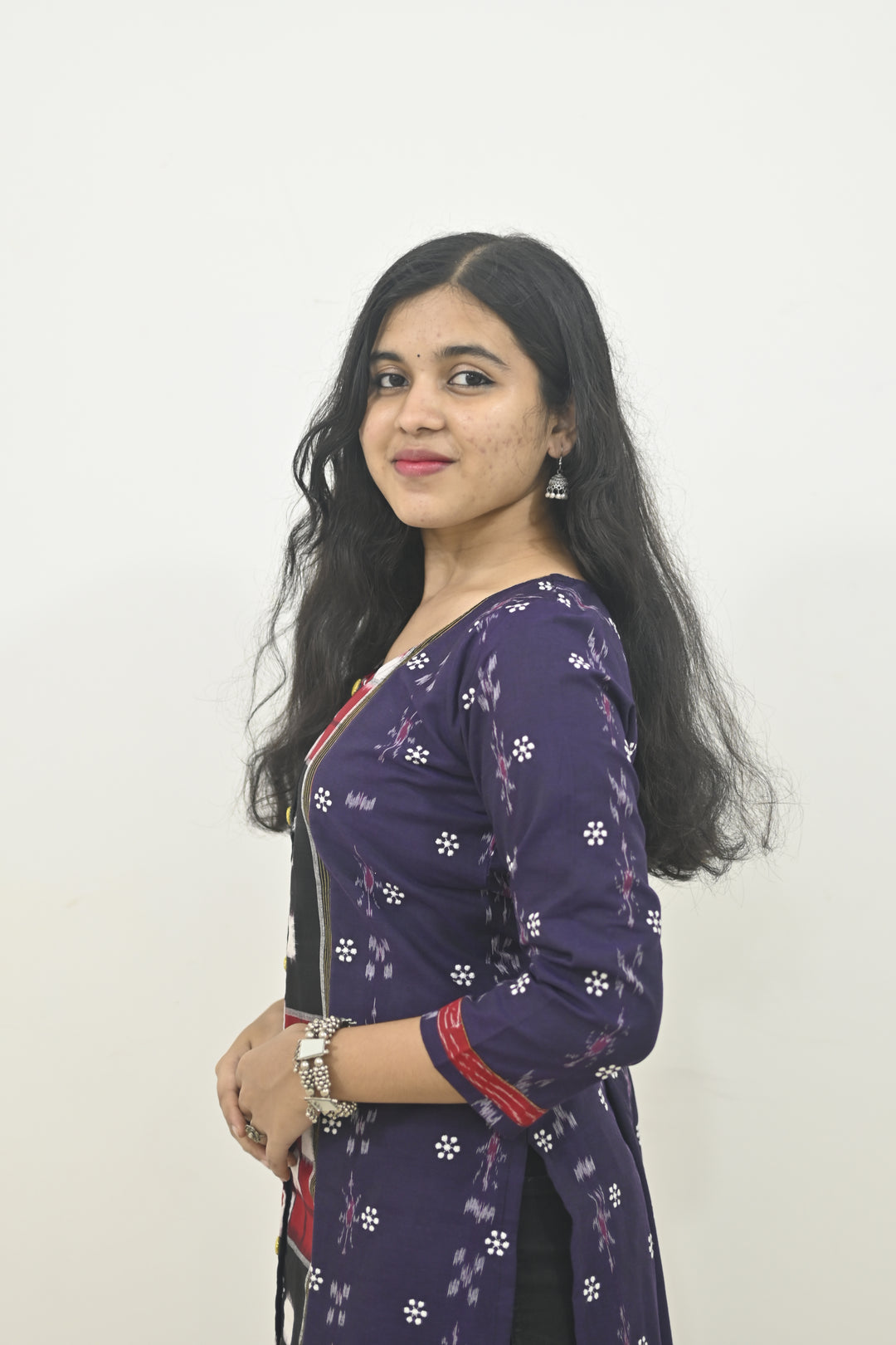 Straight Kurti - Pasapalli Motif with Blue Base