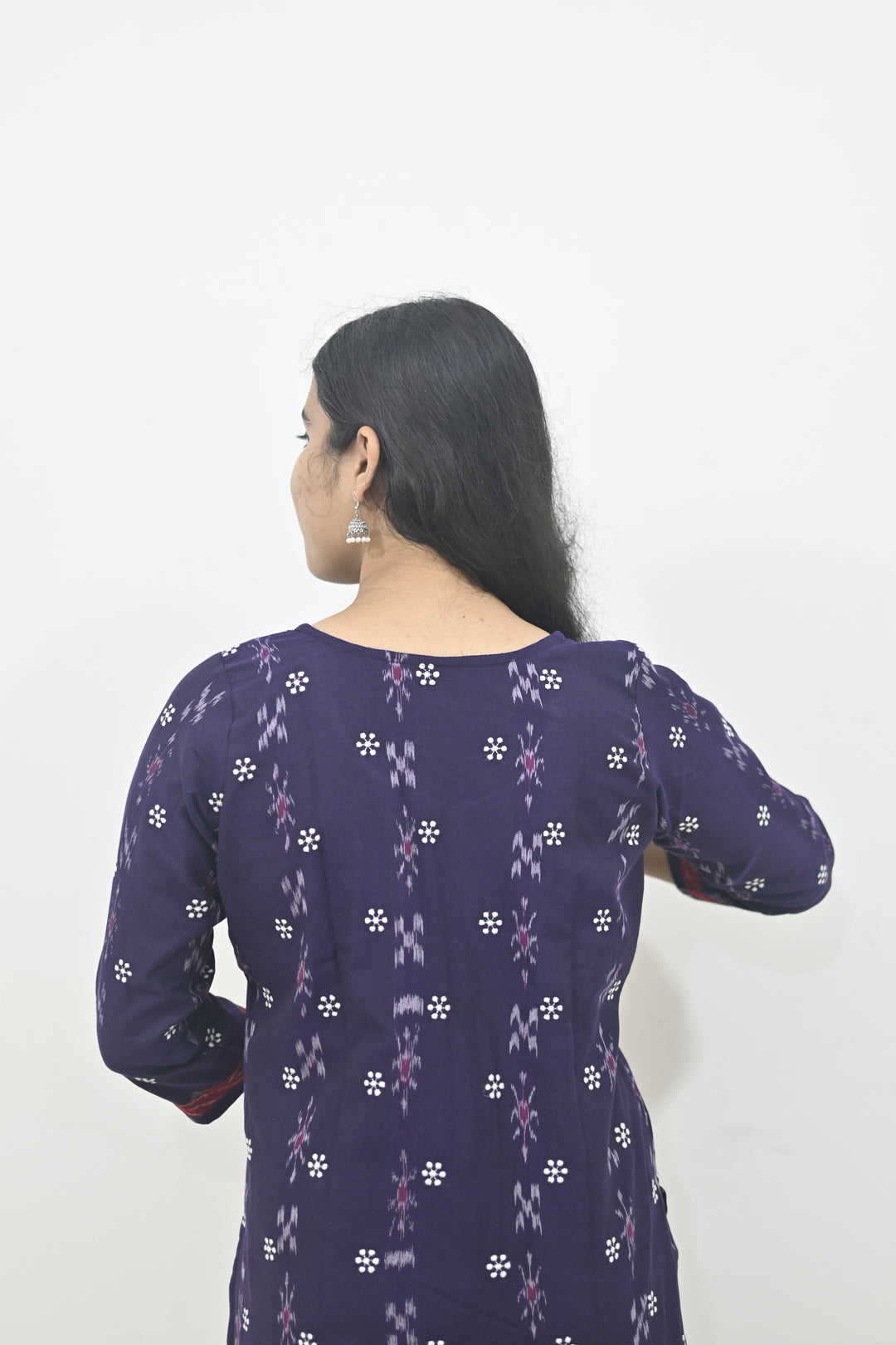 Straight Kurti - Pasapalli Motif with Blue Base