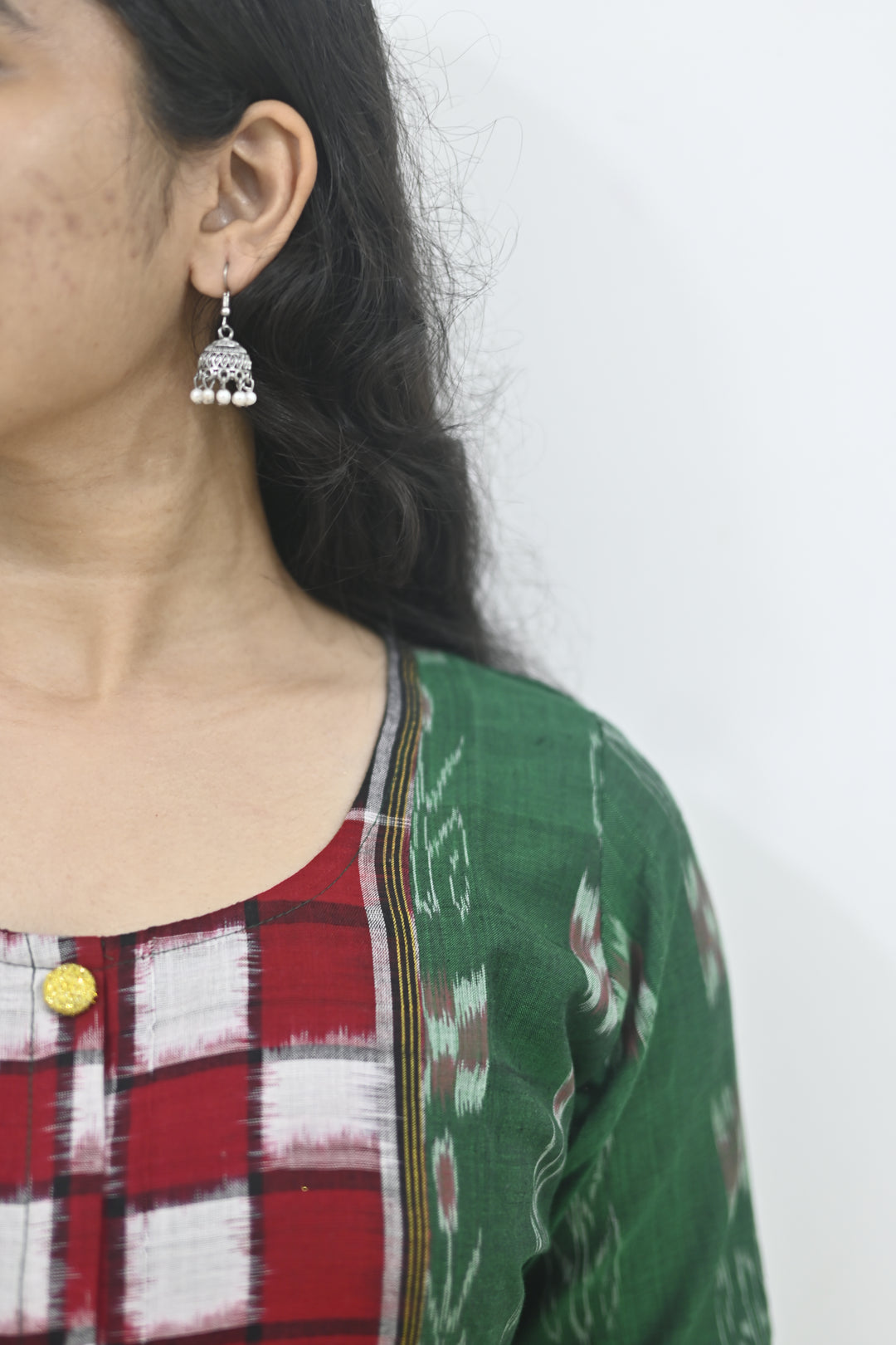 Straight Kurti - Pasapalli Motif with Green Base