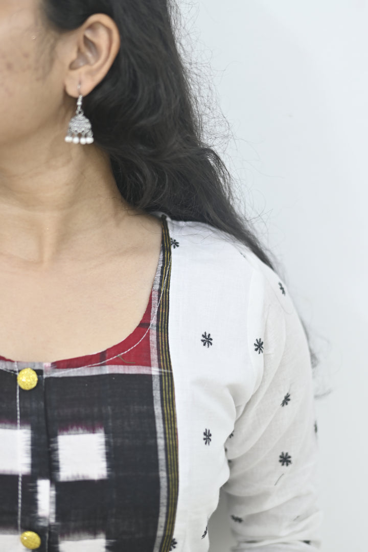 Straight Kurti - Pasapalli Motif with White Base