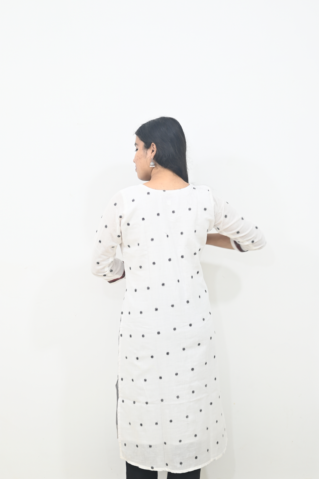 Straight Kurti - Pasapalli Motif with White Base