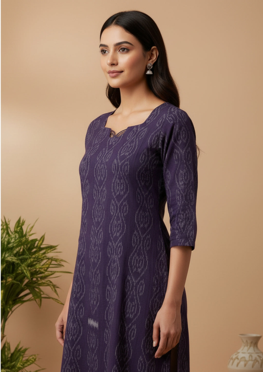 Sambalpuri Women's Kurti -  Violet Paper Heritage Design Ikkat Kurti