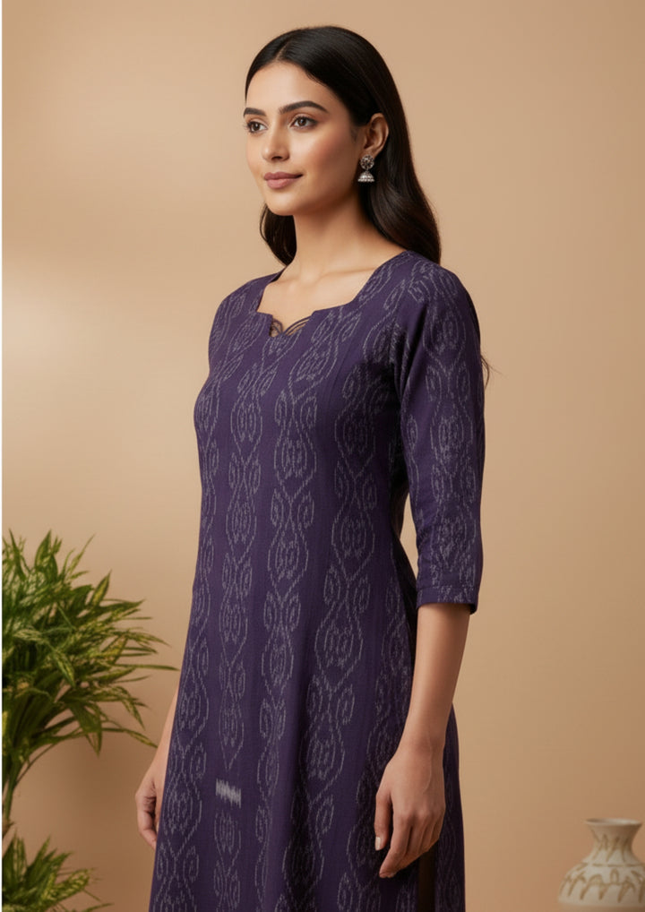 Sambalpuri Women's Kurti -  Violet Paper Heritage Design Ikkat Kurti