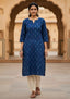 Sambalpuri Women's Kurti -   Blue Small Pasapalli Design Ikkat Kurti